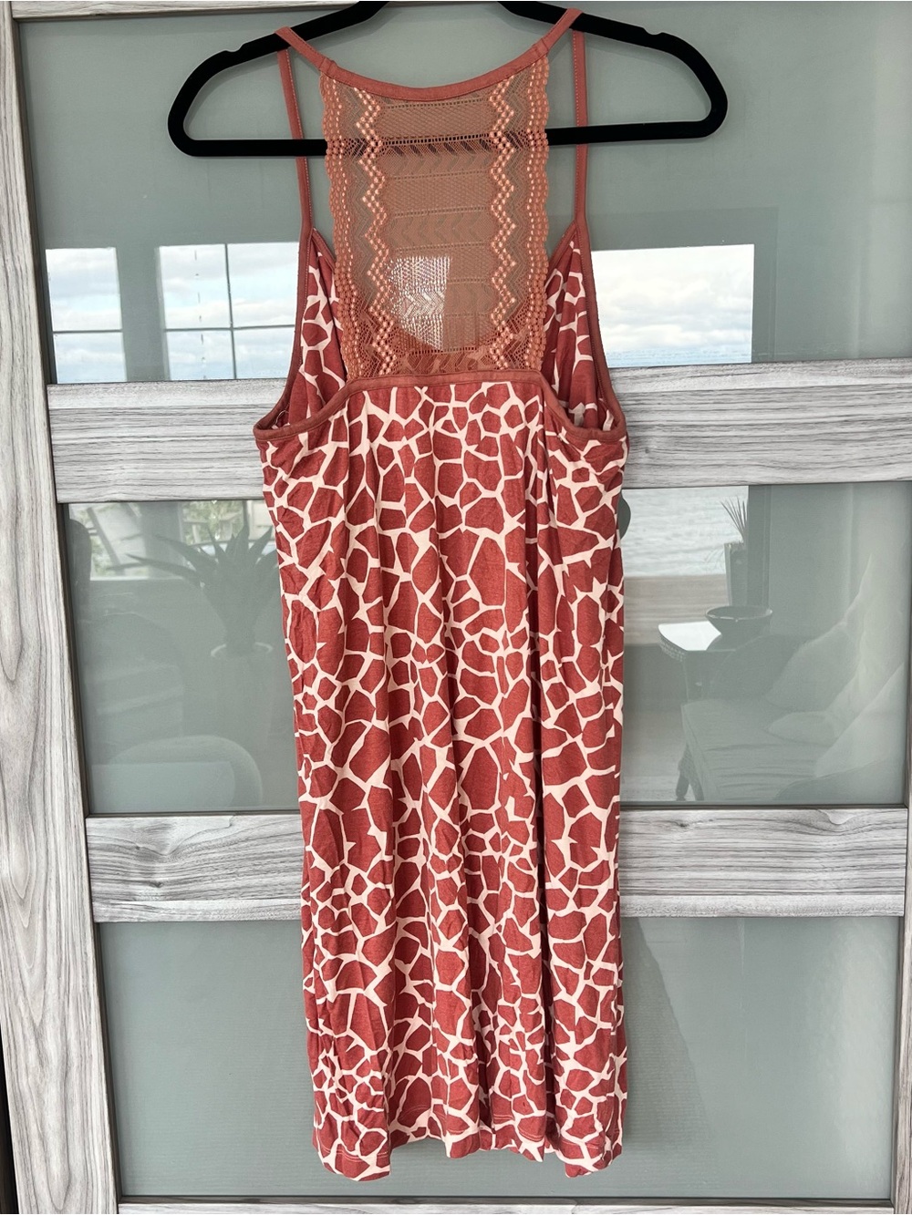 Soma Rust and Cream Printed nightgown with Lace Detail - Picture 3 of 4